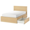IKEA MALM МАЛЬМ Кровать односпальная с 2 ящиками, дубовый шпон беленый, 120x200 cм 59139825 591.398.25