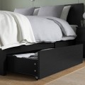 IKEA MALM МАЛЬМ Кровать двуспальная с 4 ящиками, черно-коричневый / Leirsund, 140x200 см 99019915 990.199.15