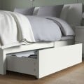 IKEA MALM МАЛЬМ Кровать двуспальная с 4 ящиками, белый / Leirsund, 140x200 см 79019916 790.199.16