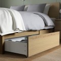 IKEA MALM МАЛЬМ Кровать двуспальная с 2 ящиками, дубовый шпон беленый / Lönset, 180x200 см 89176604 891.766.04