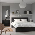 IKEA MALM МАЛЬМ Кровать двуспальная, высокий, черно-коричневый / Leirsund, 160x200 см 79019841 790.198.41