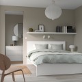 IKEA MALM МАЛЬМ Кровать двуспальная, высокий, белый / Lönset, 140x200 см 69019083 690.190.83