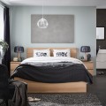 IKEA MALM МАЛЬМ Кровать двуспальная, высокий, дубовый шпон беленый / Lönset, 180x200 см 79175068 791.750.68