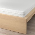 IKEA MALM Кровать с матрасом, дубовый шпон беленый / Åbygda средней жесткости, 90x200 см 79544027 | 795.440.27