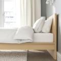 IKEA MALM МАЛЬМ Кровать односпальная, высокий, дубовый шпон беленый / Lönset, 120x200 cм 49157297 | 491.572.97
