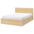 IKEA MALM МАЛЬМ Кровать двуспальная с подъемным механизмом, дубовый шпон беленый, 180x200 см 70412682 704.126.82