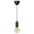 IKEA MARKFROST / MOLNART Подвесной светильник с лампочкой, мрамор черный / форма колокола коричневое прозрачное стекло 99491339 | 994.913.39