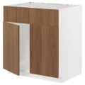 IKEA METOD Напольн шкаф под мойку, белый / Имитация коричневого ореха, 80x60 см 59519156 | 595.191.56