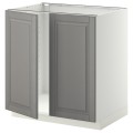 IKEA METOD МЕТОД Напольный шкаф для мойки, белый / Bodbyn серый, 80x60 см 89466608 894.666.08