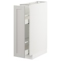 IKEA METOD МЕТОД Напольный шкаф / с выдвижным внутренним элементом, белый / Lerhyttan светло-серый, 20x60 см 69269699 692.696.99