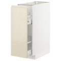 IKEA METOD МЕТОД Напольный шкаф / с выдвижным внутренним элементом, белый / Voxtorp глянцевый светло-бежевый, 30x60 см 39300540 | 393.005.40