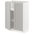 IKEA METOD МЕТОД Напол шкаф с полками / 2 двери, белый / Lerhyttan светло-серый, 60x37 см 99460050 994.600.50