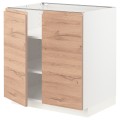 IKEA METOD МЕТОД Напол шкаф с полками / 2 двери, белый / Voxtorp имитация дуб, 80x60 см 39456777 394.567.77