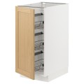 IKEA METOD Напольный шкаф / проволочные корзины, белый / дуб Forsbacka, 40x60 см 69509091 | 695.090.91