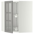 IKEA METOD МЕТОД Угловой настенный шкаф с каруселью / стеклянная дверь, белый / Bodbyn серый, 68x80 см 19394969 193.949.69