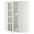 IKEA METOD МЕТОД Угловой настенный шкаф с каруселью / стеклянная дверь, белый / Bodbyn кремовый, 68x100 см 39394992 393.949.92