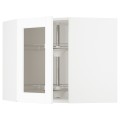 IKEA METOD МЕТОД Угловой настенный шкаф с каруселью / стеклянная дверь, белый Enköping / белый имитация дерева, 68x60 см 99473608 | 994.736.08
