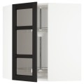 IKEA METOD МЕТОД Угловой настенный шкаф с каруселью / стеклянная дверь, белый / Lerhyttan черная морилка, 68x80 см 49257584 492.575.84
