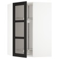 IKEA METOD МЕТОД Угловой настенный шкаф с каруселью / стеклянная дверь, белый / Lerhyttan черная морилка, 68x100 см 19257585 | 192.575.85