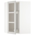 IKEA METOD МЕТОД Угловой настенный шкаф с каруселью / стеклянная дверь, белый / Lerhyttan светло-серый, 68x100 см 89274483 | 892.744.83