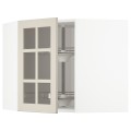 IKEA METOD МЕТОД Угловой настенный шкаф с каруселью / стеклянная дверь, белый / Stensund бежевый, 68x60 см 59407979 594.079.79