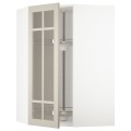 IKEA METOD МЕТОД Угловой настенный шкаф с каруселью / стеклянная дверь, белый / Stensund бежевый, 68x100 см 19407981 194.079.81