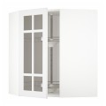 IKEA METOD МЕТОД Угловой настенный шкаф с каруселью / стеклянная дверь, белый / Stensund белый, 68x80 см 59409209 594.092.09
