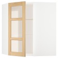 IKEA METOD Угловой настенный шкаф с полками / стеклянная дверь, белый / дуб Forsbacka, 68x80 см 19509324 195.093.24