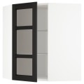IKEA METOD МЕТОД Угловой настенный шкаф с полками / стеклянная дверь, белый / Lerhyttan черная морилка, 68x80 см 89257577 | 892.575.77