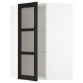 IKEA METOD МЕТОД Угловой настенный шкаф с полками / стеклянная дверь, белый / Lerhyttan черная морилка, 68x100 см 69257578 692.575.78