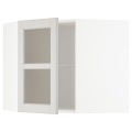 IKEA METOD МЕТОД Угловой настенный шкаф с полками / стеклянная дверь, белый / Lerhyttan светло-серый, 68x60 см 19274434 192.744.34