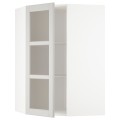 IKEA METOD МЕТОД Угловой настенный шкаф с полками / стеклянная дверь, белый / Lerhyttan светло-серый, 68x100 см 69274436 692.744.36