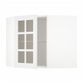 IKEA METOD МЕТОД Угловой настенный шкаф с полками / стеклянная дверь, белый / Stensund белый, 68x60 см 09409202 094.092.02