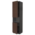 IKEA METOD МЕТОД Высокий шкаф для СВЧ / 2 дверцы / полки, черный / Sinarp коричневый, 60x60x240 см 89467194 | 894.671.94