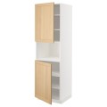 IKEA METOD Высокий шкаф для СВЧ / 2 дверцы / полки, белый / дуб Forsbacka, 60x60x200 см 19509442 | 195.094.42