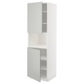 IKEA METOD Высокий шкаф для СВЧ / 2 дверцы / полки, белый / Хавсторп светло-серый, 60x60x200 см 29538175 | 295.381.75