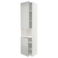 IKEA METOD Высокий шкаф для СВЧ / 2 дверцы / полки, белый / Хавсторп светло-серый, 60x60x240 см 09538954 | 095.389.54
