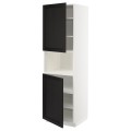 IKEA METOD МЕТОД Высокий шкаф для СВЧ / 2 дверцы / полки, белый / Lerhyttan черная морилка, 60x60x200 см 69462574 | 694.625.74