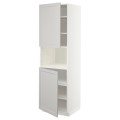 IKEA METOD МЕТОД Высокий шкаф для СВЧ / 2 дверцы / полки, белый / Lerhyttan светло-серый, 60x60x200 см 99464538 | 994.645.38
