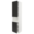 IKEA METOD МЕТОД Высокий шкаф для СВЧ / 2 дверцы / полки, белый / Nickebo матовый антрацит, 60x60x240 см 59498757 | 594.987.57