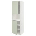 IKEA METOD МЕТОД Высокий шкаф для СВЧ / 2 дверцы / полки, белый / Stensund светло-зеленый, 60x60x200 см 89487309 | 894.873.09