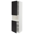 IKEA METOD МЕТОД Высокий шкаф для СВЧ / 2 дверцы / полки, белый / Upplöv матовый антрацит, 60x60x220 см 79493706 | 794.937.06