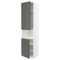 IKEA METOD МЕТОД Высокий шкаф для СВЧ / 2 дверцы / полки, белый / Voxtorp темно-серый, 60x60x240 см 49467266 | 494.672.66