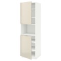 IKEA METOD МЕТОД Высокий шкаф для СВЧ / 2 дверцы / полки, белый / Voxtorp глянцевый светло-бежевый, 60x60x200 см 69456436 | 694.564.36