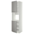IKEA METOD МЕТОД Высок шкаф для духовки / 2 дверцы / полки, белый / Bodbyn серый, 60x60x220 см 69463286 | 694.632.86