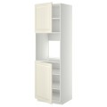 IKEA METOD МЕТОД Высок шкаф для духовки / 2 дверцы / полки, белый / Bodbyn кремовый, 60x60x200 см 09462794 | 094.627.94