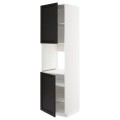 IKEA METOD МЕТОД Высок шкаф для духовки / 2 дверцы / полки, белый / Lerhyttan черная морилка, 60x60x220 см 79462856 | 794.628.56