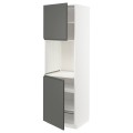 IKEA METOD МЕТОД Высок шкаф для духовки / 2 дверцы / полки, белый / Voxtorp темно-серый, 60x60x200 см 79466114 | 794.661.14