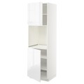 IKEA METOD МЕТОД Высок шкаф для духовки / 2 дверцы / полки, белый / Voxtorp глянцевый / белый, 60x60x200 см 29457372 294.573.72