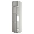 IKEA METOD МЕТОД Высокий шкаф для холодильника с 3 дверями, белый / Bodbyn серый, 60x60x240 см 99459443 994.594.43